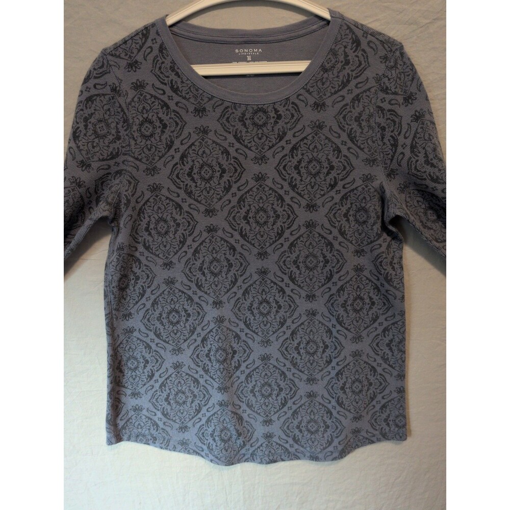Blue Sonoma sweater womens M Cotton Waffle Knit Floral